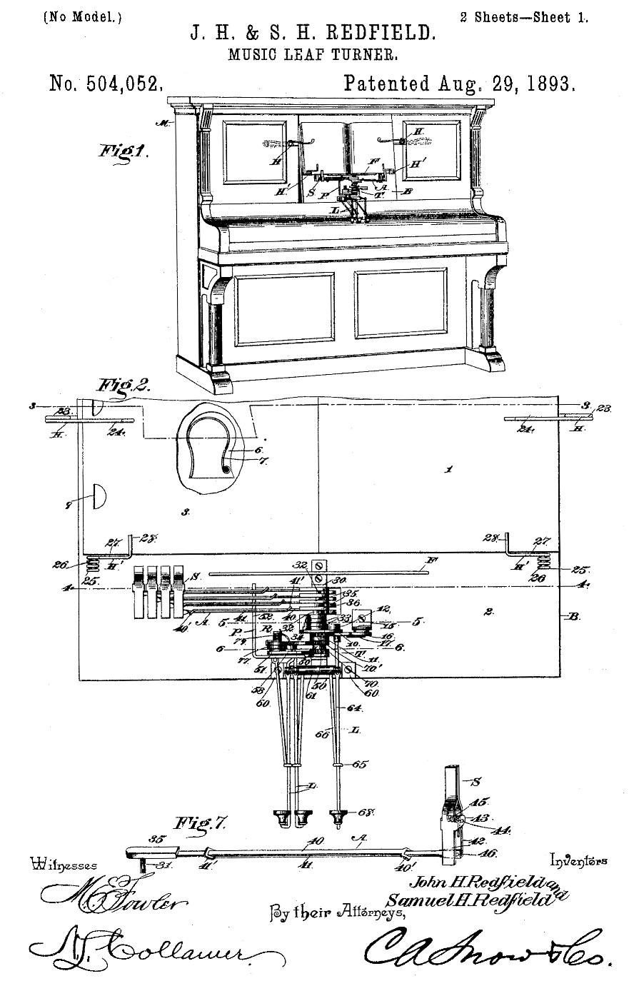 Redfield Patent Music Turner